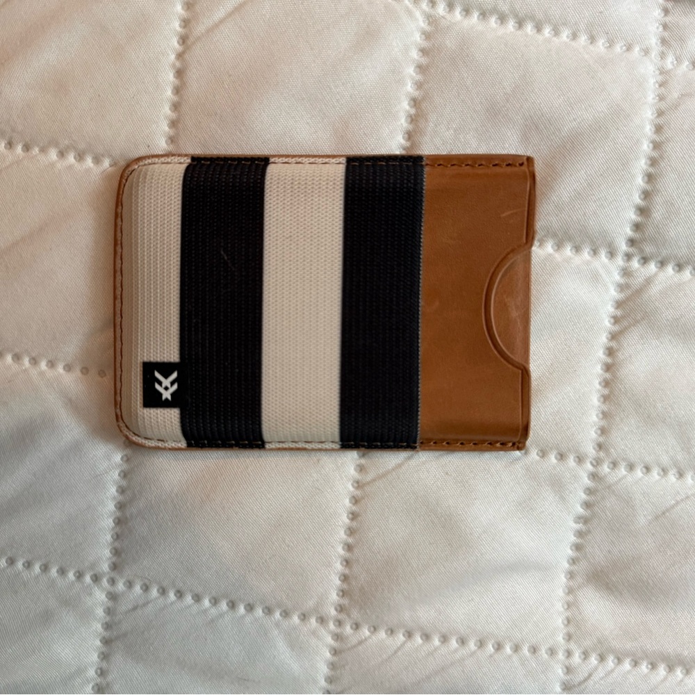 Elegant Black and White Striped MagSafe Card Holder